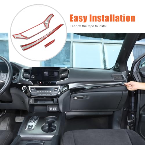 Dashboard Panel Cover Trim for Honda Pilot 2016-2022/ Passport 2019-2025/ Ridgeline 2016-2020 Accessories, Center Console Panel Strip Trim, Center Console Upper Center Pillar Trim, ABS (Glossy Black) - color: Glossy Black