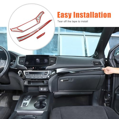 Dashboard Panel Cover Trim for Honda Pilot 2016-2022/ Passport 2019-2025/ Ridgeline 2016-2020 Accessories, Center Console Panel Strip Trim, Center Console Upper Center Pillar Trim, ABS (Glossy Black) - color: Glossy Black