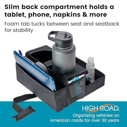 High Road CarHop Jr - Car Organizer with Cup Holders and Storage or Eating Tray for Car - Front Seat Organizer for Drivers and Back Seat Organizer for Kids and Adults