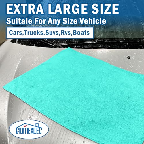 HOMEXCEL Professional Large Microfiber Car Drying Towels 2 Pack, Lint Free, Scratch Free, Highly Absorbent Drying Towel for Cars, SUVs, RVs, Trucks, and Boats,31" x 24",Green - color: Green
