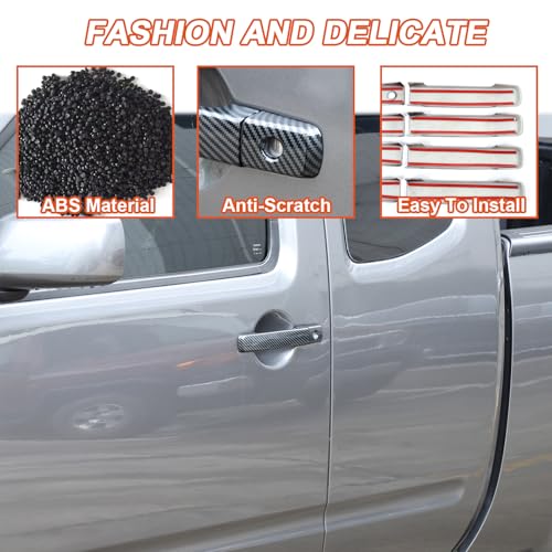 Car Exterior Door Handle Cover Compatible with Nissan Frontier 2005-2017,ABS Carbon Fiber Pattern Outside Door Handle Trim Strips Cover Protector Trim Accessories 8PCS (Carbon Fiber Pattern)