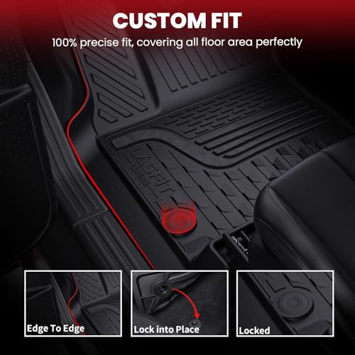 LASFIT Floor Mats for Dodge Ram 1500 2013-2018 & 1500 Classic 2019-2024 Quad Cab Bench Seat(Not for Bucket Seat & Vinyl Flooring), All Weather TPE Custom Fit Car Mats Floor Liners 1st & 2nd Row, Black - style: 2) 1500 | 2013-2018 |Quad Cab Floor Mats