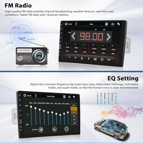 Inefala 9" Wireless Carplay Car Stereo Single Din Touchscreen Radio Android Auto, Mirror Link, Bluetooth, FM, EQ, SWC, Car Audio Receiver Support USB Phone Charging DVR, with Backup Camera Mic - style: 9" Wireless Carplay