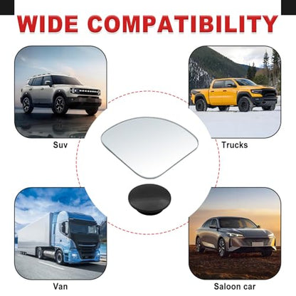 2-Pack Universal HD Blind Spot Mirrors, 360° Adjustable Frameless Convex Rear View Mirror for Cars, Trucks, SUVs, and Vans - Fan Shaped Side Mirrors Car Accessories (fan shape) - style: fan shape