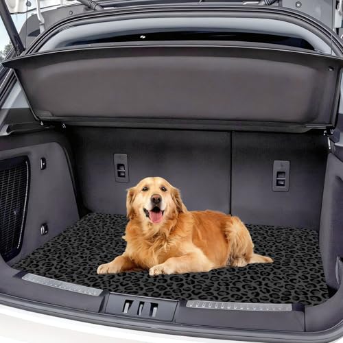 Universal Car Trunk Mat 29" x 39", Dense Black Leopard All Weather Trunk Protection Cargo Liner, Durable Cargo Mat Rear Trunk Liner,Stylish Vehicle Interior Accessories Suitable for Most Car Models - color: Dense Black Leopard