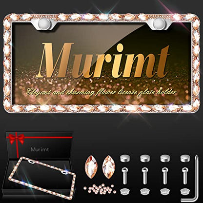Sparkly License Plate Frame for Women,Bling License Plate Holder，Stainless Steel Rhinestone Diamond License Plate Frames，Glitter License Plate(1pack) - color: gold