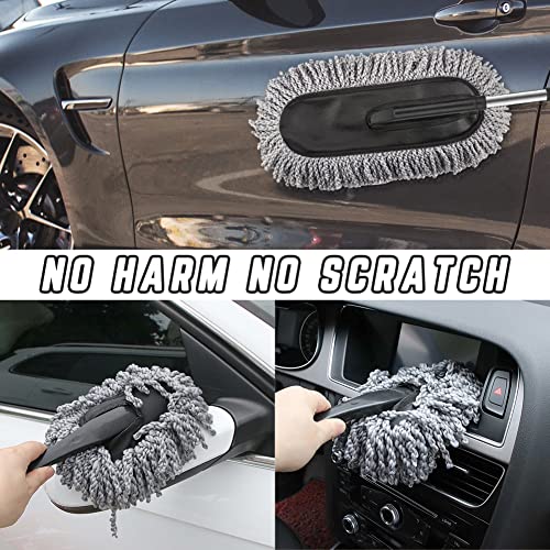 Microfiber Car Duster Cleaning and Car Dash Brush Supplies for Dashboard Exterior Dust Interior Cleaner with Long Retractable Handle to Trap Dust and Pollen for Cars Truck Bike RV Boats Motorcycle - size: 2 pcs