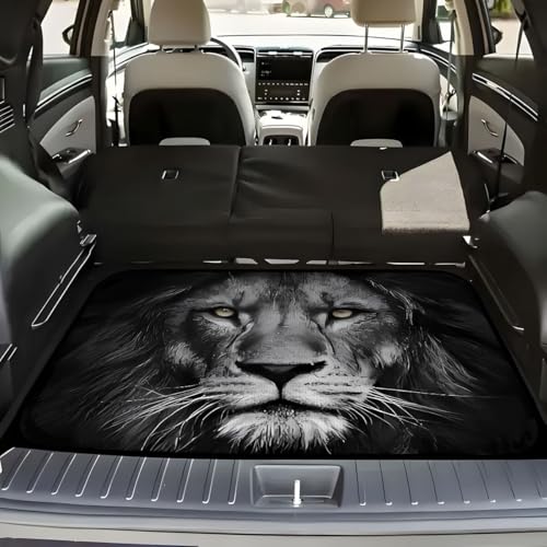 Universal Car Trunk Mat 29" x 39", Animal Black Lion All Weather Trunk Protection Cargo Liner, Durable Cargo Mat Rear Trunk Liner, Stylish Vehicle Interior Accessories Suitable for Most Car Models - color: Animal Black Lion