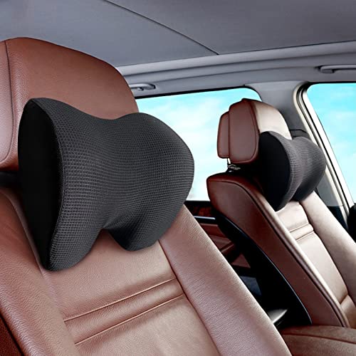 SPRFUFLY Make Relaxing Car Headrest Pillow, Car Pillow for Driving with Adjustable Strap, Breathable Removable Cover & Ergonomic Design - Softness Travel Car Neck Support Pillow(Black, 1PC) - color: Black