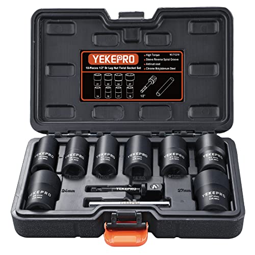 10Pcs Bolt Nut Extractor Set, 1/2" Drive Impact Twist Lug Nut Removal Socket Tool, Stripped For Damaged, Frozen, Studs, Rusted, Rounded-Off Bolts, Nuts & Screws, Cr-Mo Steel, T12210 - size: 10-piece Twist Socket Set