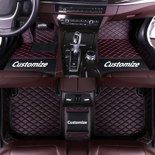 Custom Personalized Floor Mats for Cars，Luxury Full Coverage All Car Floor Mats，Anti-Slip Leather Car Mat Set ，Custom Floor Mats for 99% of Cars, Trucks & SUVs. (Black and Red) - color: Black and Red