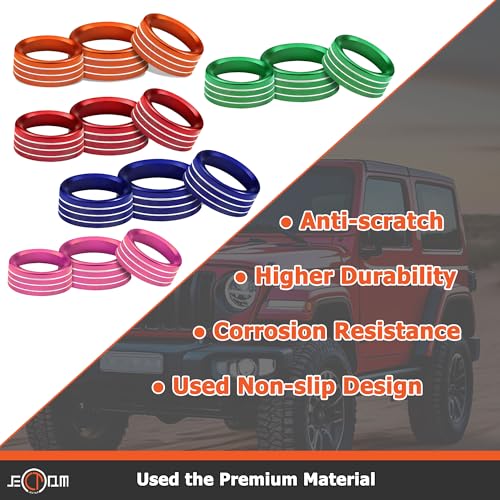 Air Conditioner Switch Button Knob Cover, Car Interior Accessories Radio Volume Control Knob, Aluminum Alloy Trim Rings Compatible with Dodge Challenger Durango 2015-2022 (Blue) - color: Blue