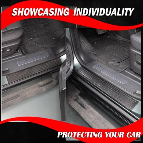 Genuine Carbon Fiber Door Sill Protector for Hummer EV SUV Pickup Accessories Anti-Scratch Door Edge Guards Entry Threshold Panel Trim Molding Kit for Hummer EV SUV Truck 2022-2024 2025+ (Black/2PCS)