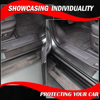 Genuine Carbon Fiber Door Sill Protector for Hummer EV SUV Pickup Accessories Anti-Scratch Door Edge Guards Entry Threshold Panel Trim Molding Kit for Hummer EV SUV Truck 2022-2024 2025+ (Black/2PCS)
