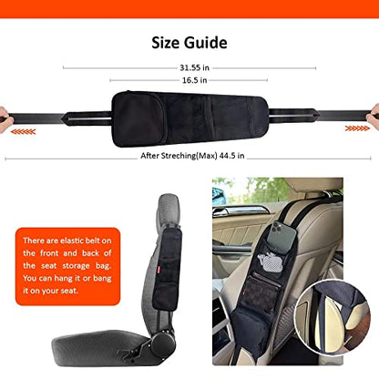 Car Seat Side Organizer, Auto Seat Storage Hanging Bag, Phones, Drink, Stuff Holder with Mesh Pocket for Cars, SUV & Truck - color: Black