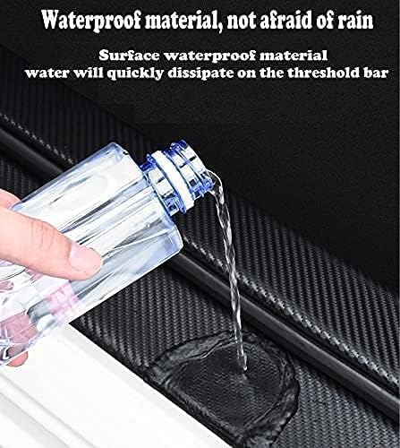 Hangoo 4pcs Puerto Rico Flag Carbon Fiber Car Sill Plate Protectors, Reflective Sticker Decorative Door Entry Guard Threshold Scratch Pad Film