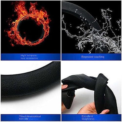 Cool Non-Slip Silicone Steering Wheel Protector, Car Steering Wheel Protective Cover, Non-Slip Car Steering Wheel Cover, Universal Fit Easy to Clean Steering Wheel Cover (Brown), RZX123