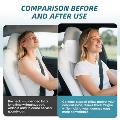 Upgraded Car Seat Neck Pillow - Adjustable Height Headrest Cushion - for Tesla Models 3/Y/S/X High Elastic Pearl Cotton Interior and Ventilated Nappa Leather - Neck Pain Relief (1 Pack Black) - color: 1 Pack Black