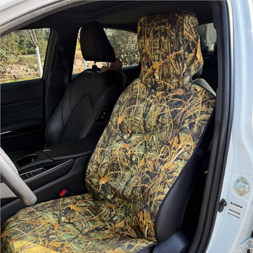 Universal Cloth Car Seat Covers Full Set with Buckle Fastening, Water-Resistant Fabric Auto Interior Protector – Fits Most Cars, SUVs, Trucks (Camouflage) - style: Camouflage