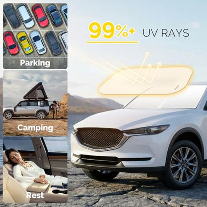 Car Windshield Sun Shade Compatible with 2017-2023 2024 2025 2026 Mazda CX-5 CX5 Accessories Sport, Touring, Grand Touring, 4 Door Crossover Foldable Sunshade Custom Windshield Sun Visor - size: For 2017-2026 Mazda Cx-5