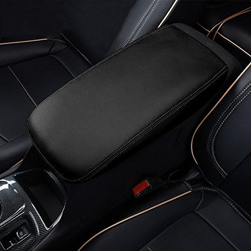 Car Center Console Cover Fit for Chevy Equinox 2018-2023 Waterproof Anti-Scratch Microfiber Leather Armrest Box Pad Protector, Black with Black Stitches