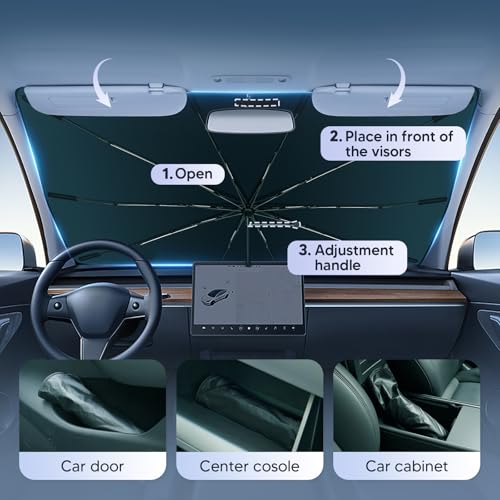 Autorder Windshield Sun Shade Umbrella for 2019-2025 2026 Toyota RAV4 Accessories,Upgraded Ice Crystal Material,Easy Setup Umbrella Sunshade for Car Windshield,100% Sun Blocking - size: Toyota RAV4 2019-Present