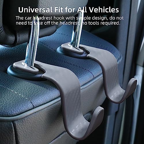 Car Seat Headrest Hooks Vehicle Storage Organizer for Purses Handbags Groceries Coats – Holds 55 lbs 360° Rotating Checkered Pattern Design 4 Pack (Gray Checkered) - color: Gray Checkered