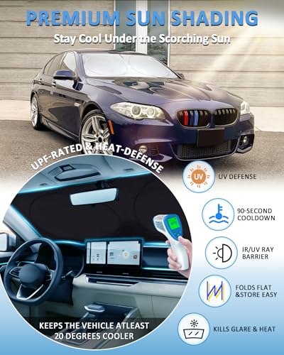 for BMW 5-Series Windshield Sun Shade Sunshade Custom Fit for BMW 5 Series G30 G31 2011-2016 Windshield Cover for 530i, 530e, 545i, 550i 525i, 528xi, Front Window Shield Protector - size: Fit 5 Series 2011-2016
