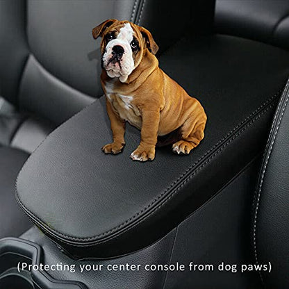 INTGET Center Console Armrest Cover for 2025 Toyota RAV4 Accessories 2024 2023 2022 2021 2020 2019 Leather Middle Console Lid Cover Pad Protector Elbow Arm Rest Covering Car(Black) - color: black