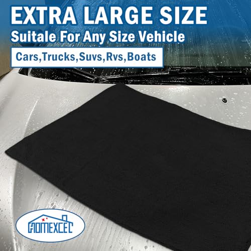 HOMEXCEL Professional Large Microfiber Car Drying Towels 2 Pack, Lint Free, Scratch Free, Highly Absorbent Drying Towel for Cars, SUVs, RVs, Trucks, and Boats,31" x 24", Black - color: Black