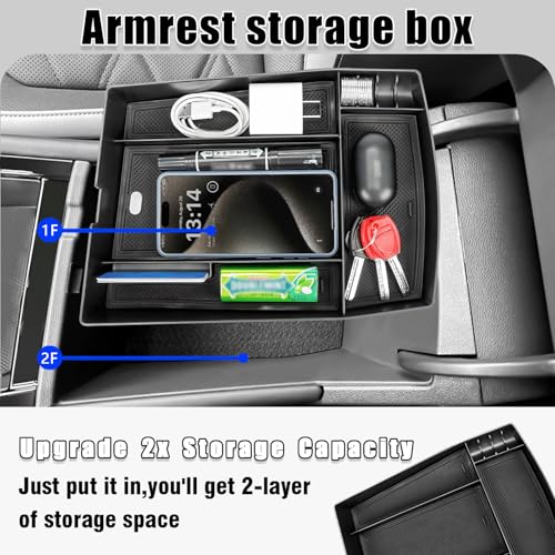 Center Console Organizer Compatible with 2024 2025 2026 VW Volkswagen Atlas Center Console Storage Box Interior Accessories(3PCS Center Console Tray)