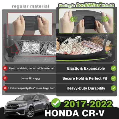 Muslogy Trunk Cargo Net Compatible with 2017-2022 Honda CR-V Accessories, SUV Sedan Cargo Organizer Storage Net with Heavy Duty Carabiners - style: 2017-2022 CR-V