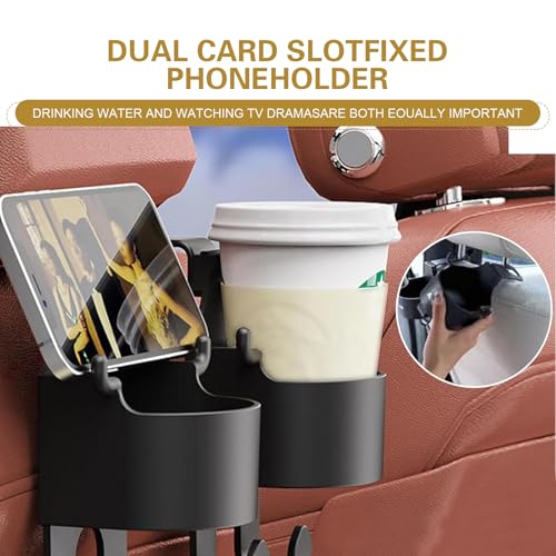 Back Seat Cup Holder, Headrest Cup Holder, Car Seat Headrest Organizer, Universal for Cars Portable Travel Accessories, 2 PCS (Black)