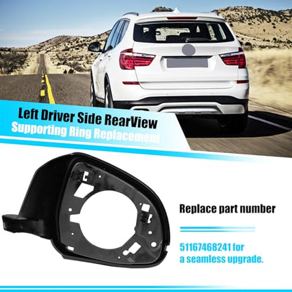 Jaronx Compatible with BMW Side Mirror Housing Frame X3 G01 2018-2024/X4 G02 2019-2023/X5 G05 2019-2024/X6 G06 2020-2024/X7 G07 2019-2024, Driver Side Mirror Cover Supporting Ring for BMW 51167468241 - size: Left Mirror Frame