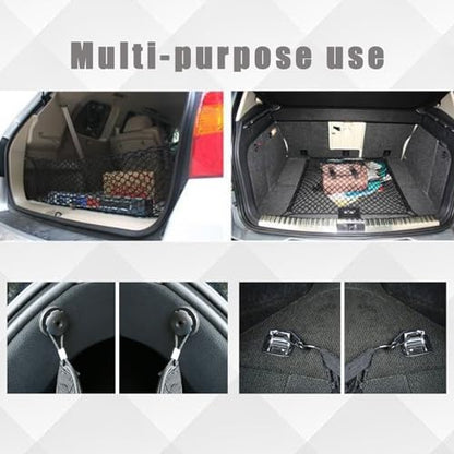 UlifebetterTruck Bed Cargo Net, Cargo Storage Elastic Mesh Net Organizer Net Bag Automotive Cargo Nets with 4 Buckles Screws Hooks Clips Trunk Storage Net for Pickup Truck Bed（51 * 18In） - size: 51 X 18 Inches