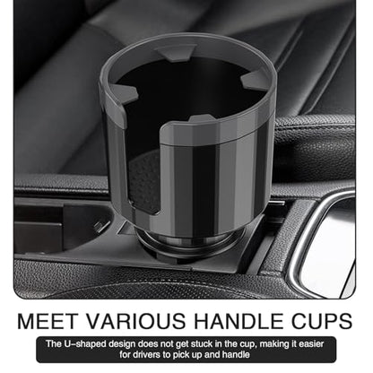 QODOLSI Pack-1 Car Conversion Cup Holder, Within 4.13" Drink Stand from Small to Large Cups Mouth, Rotatable Adjustable Base with Anti-Slip Pad, Universal Plug-and-Play Cup Holder for Cars (Black)