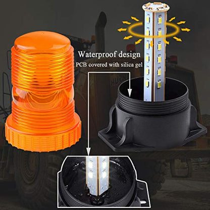 WOWTOU Magnetic Amber Led Strobe Lights for Forklift Golf Carts UTV Cars Trucks Tractor, 12V 24V Safety Warning Roof Top Flasher Emergency Flashing Beacon - color: Amber