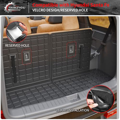 Cargo Mat Compatible with 2024 2025 2026 Hyundai Santa Fe Trunk Liner Cargo Liner TPE All Weather Back Seat Cover Protector Santa Fe Accessories (2024-2026,Trunk Mat with Backrest Mat) - style: For Hyundai Santa Fe | 2024-2026
