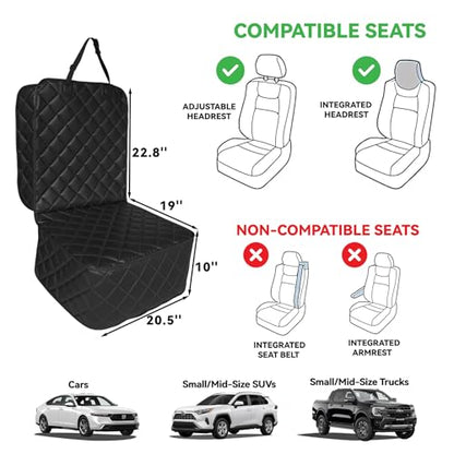 Car Seat Cover for Dogs,Waterproof PU Leather Dog Car Front Seat Cover,Heavy Duty Captain Seat Protector for Pets & Humans,Fit for Most Vehicles, Pickups,Trucks, SUVs(Black)
