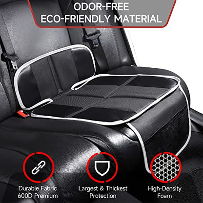 Car Seat Protector for Child Car Seat, Non-Slip Waterproof Car Seat Protector for Leather Seats with Thick Padding and Mesh Storage Pockets, Baby Seat Protectors Under Carseat