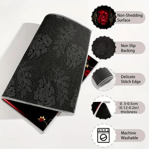 Universal Car Trunk Mat 29" x 39", Elegant Red Rose All Weather Trunk Protection Cargo Liner, Durable Cargo Mat Rear Trunk Liner, Stylish Vehicle Interior Accessories Suitable for Most Car Models - color: Elegant Red Rose