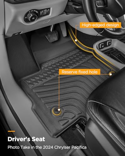 for Chrysler Pacifica 2017-2025 2026 7/8 Passenger (No Hybrid) Floor Mats Cargo Liner Carpet All Weather TPE Mat for Voyager 2020-2026, for Pacifica/Voyager 2018 2019 2021 2022 2023 2024 Accessories