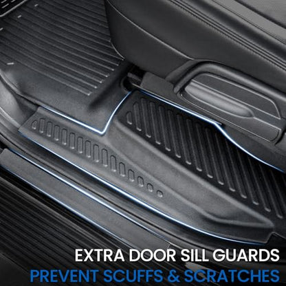 Floor Mats Cargo Mat Set for 2018-2024 Ford Expedition Max 8 Seats Bench Seat, All Weather TPE Cargo Liner Trunk Lower Mat Door Sill Guards Accessories (8 Seats Floor Mats Set) - style: 8 Seats Floor Mats Set