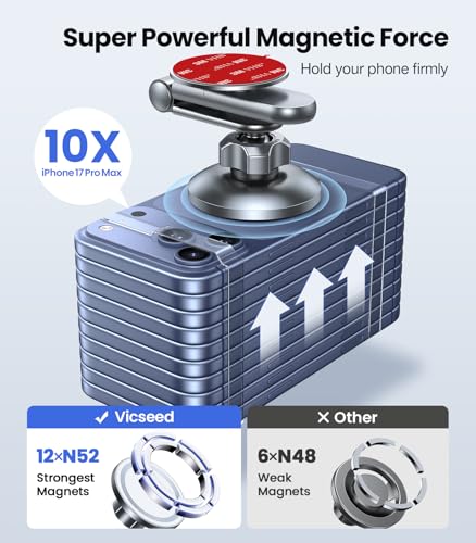 VICSEED Tesla Phone Mount【Strongest Magnet Power】 Foldable Hidden Tesla Phone Holder Fit for All Phones, Tesla Model 3/Y/Cybertruck Accessories, Tesla Model 3 Model Y for MagSafe Car Mount - White - color: Pearl White