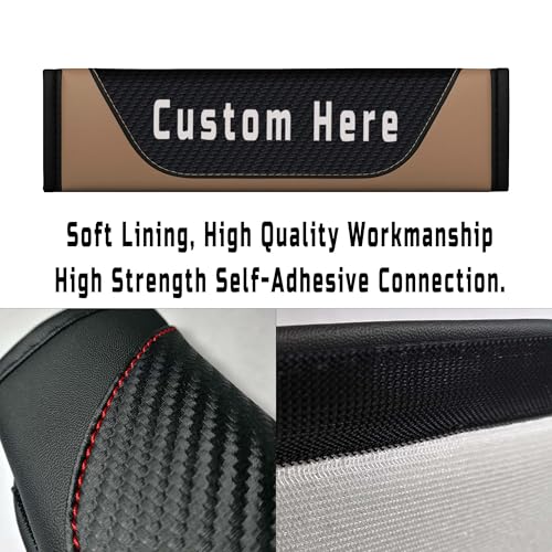 Customizable Seat Belt Cover – Personalized Seatbelt Cushion with Name, Logo, Text & Image – Carbon Fiber Shoulder Strap Pads for Car, Truck, SUV, Backpack – Custom Car Accessories for Women - color: Beige