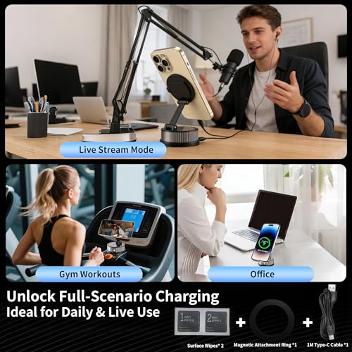 for MagSafe Car Mount Charger,15W Fast Wireless Charging,95+LBS Strong Suction 2400gf Strong Magnetic, 360° Adjustable Car Phone Holder, Phone Holders for Your Car