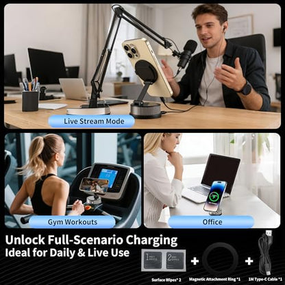 for MagSafe Car Mount Charger,15W Fast Wireless Charging,95+LBS Strong Suction 2400gf Strong Magnetic, 360° Adjustable Car Phone Holder, Phone Holders for Your Car