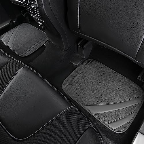 CAR PASS Car Floor Mats, Edge Leather Waterproof Car Mats with Double Stitch Line and Anti-Slip Backing Design, Fit 95% Automotive,SUVS,Sedan,Vans (Pure Gray) - color: Gray