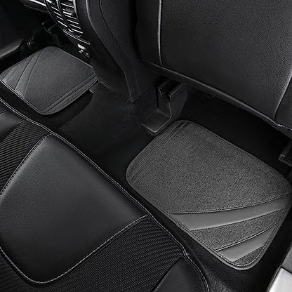 CAR PASS Car Floor Mats, Edge Leather Waterproof Car Mats with Double Stitch Line and Anti-Slip Backing Design, Fit 95% Automotive,SUVS,Sedan,Vans (Pure Gray) - color: Gray