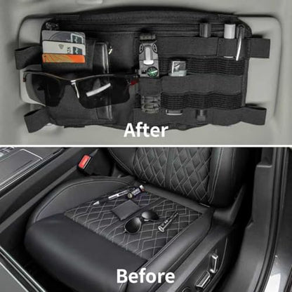 Car Visor Organizer with Coin Pouch, MOLLE Sun Visor Organizer for Cars, Trucks, SUVs, Zipper Pouch Car Accessories for Women Men